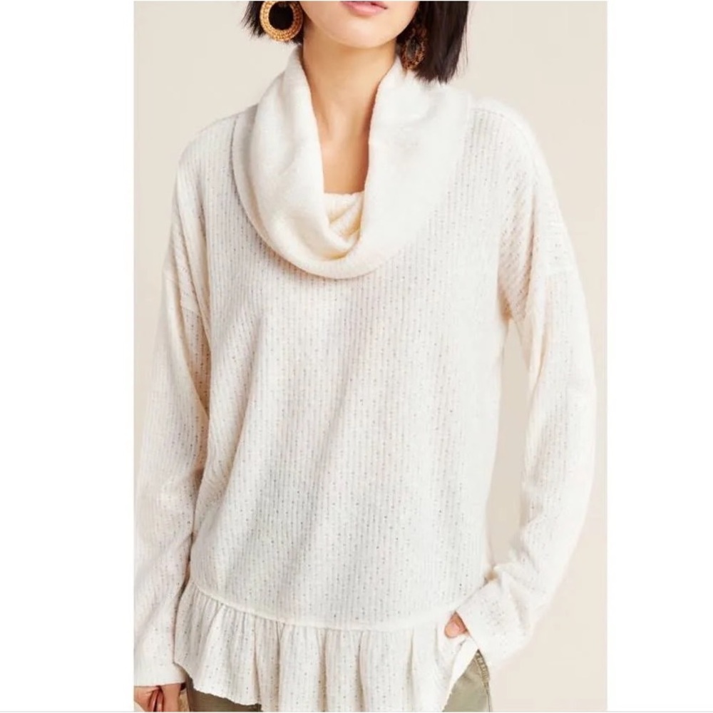 Anthropologie Maeve Addie Ruffled Hacci Pullover Size XS